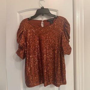 Sequence puff sleeve beautiful Orange top